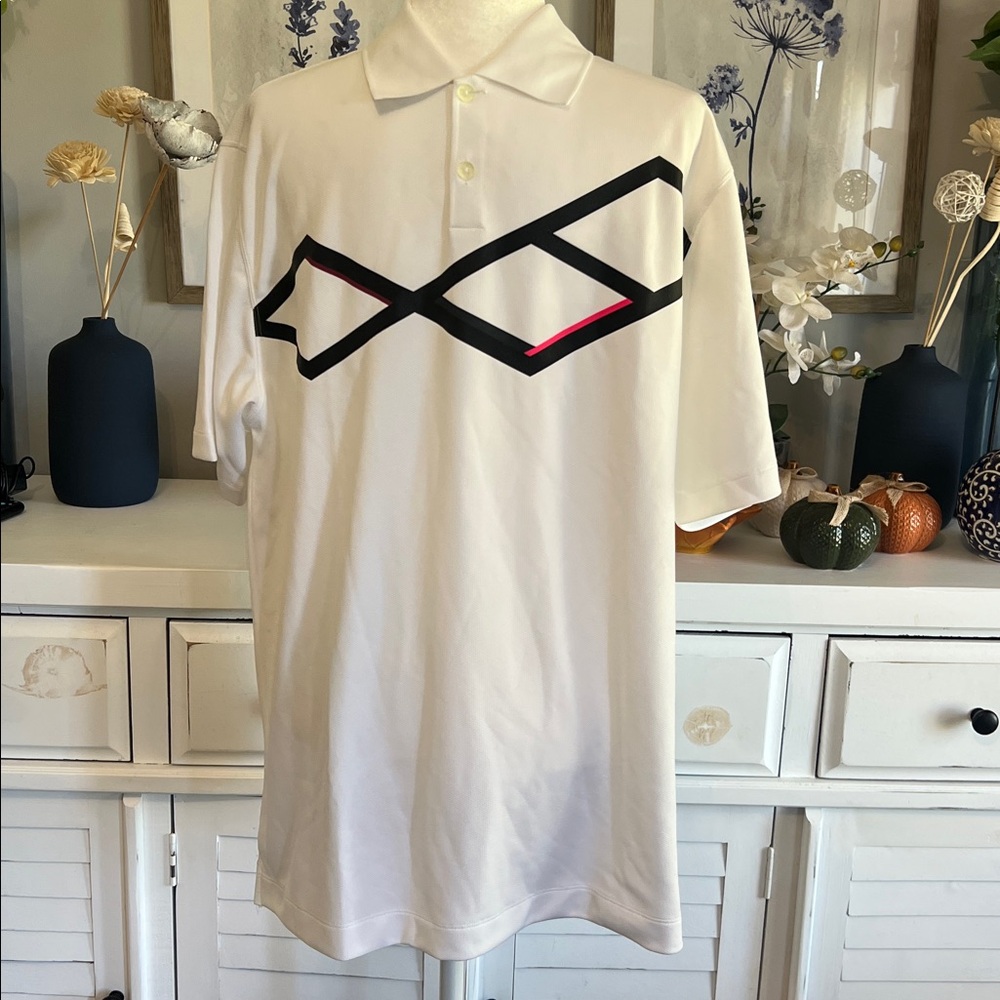 Nike White Shirt with Black and Red Design